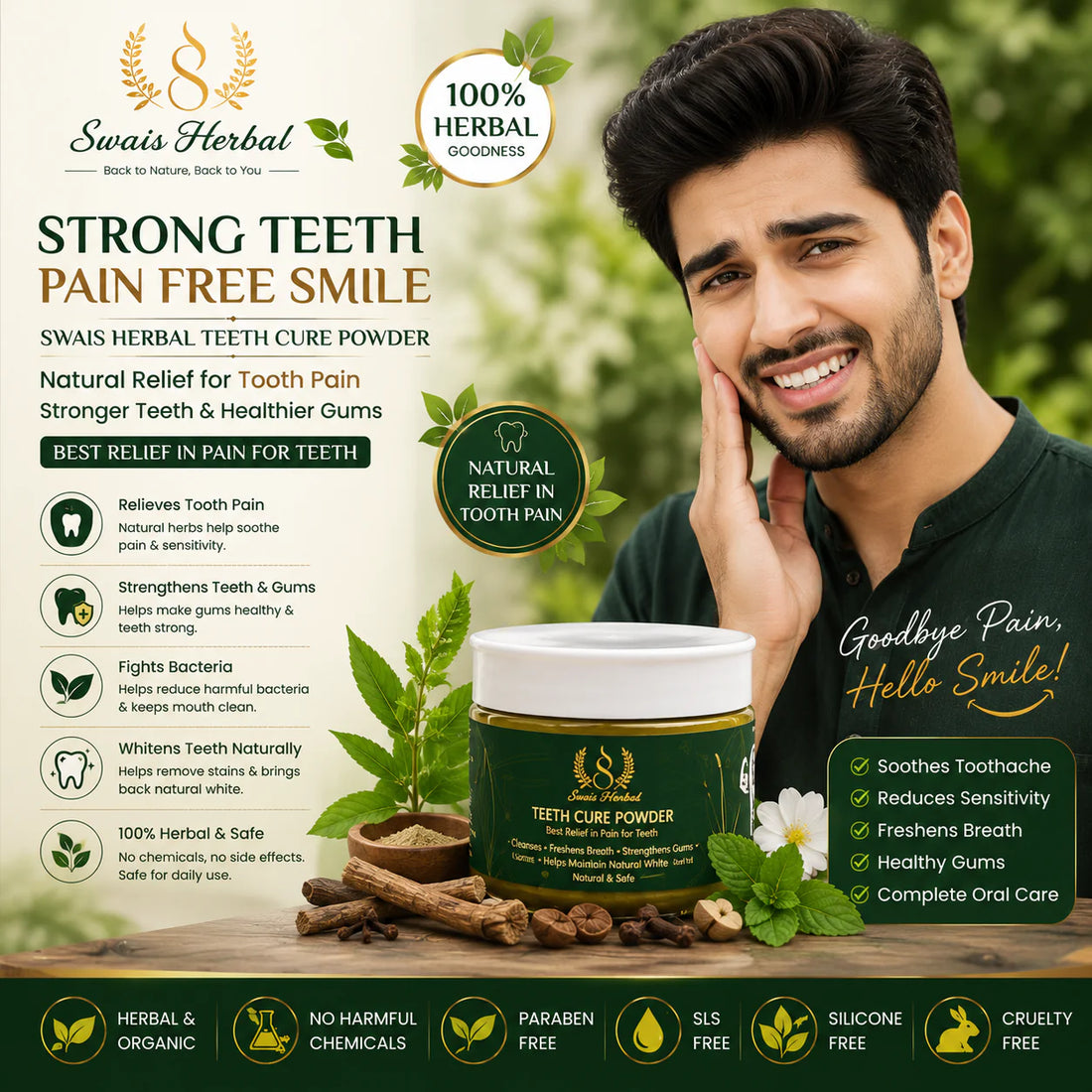 Swais Herbal Organic Teeth Cure Powder